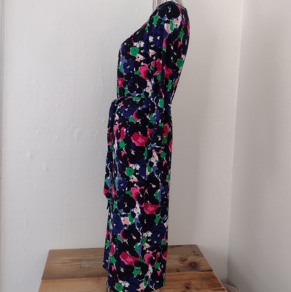 Talbots Black Multi Colored Print Midi Sheath Dre… - image 5